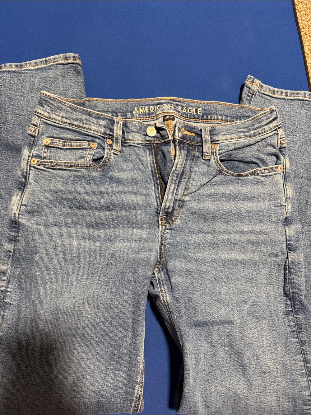 American Eagle Outfitters Women's Light Blue Straight Leg Jeans